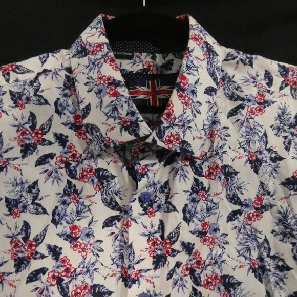 SOUL OF LONDON | large | Floral Print Short Sleeve button-Up Shirt - Picture 1 of 14